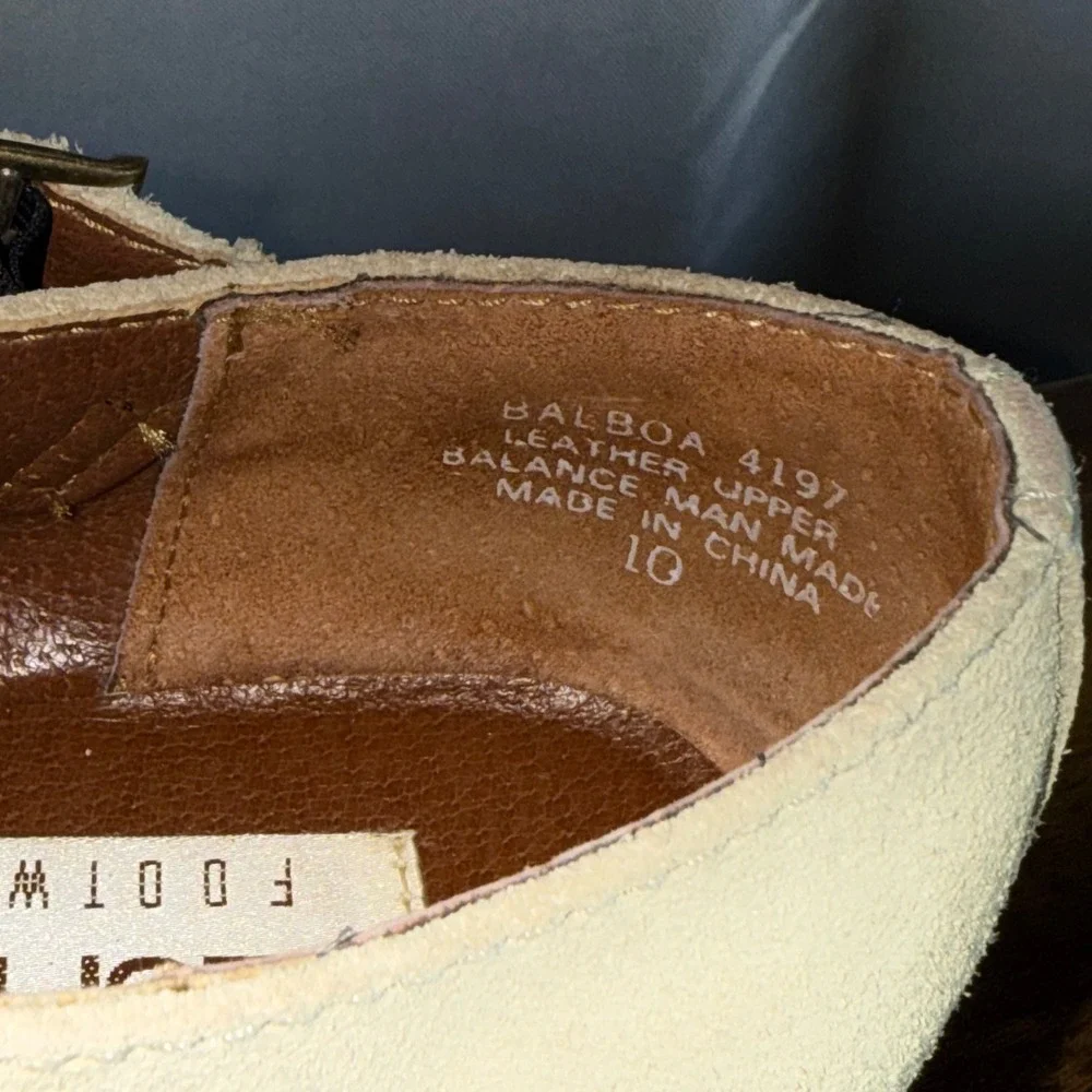 Esprit Balboa T-Strap Fisherman Style Oxfords 10 Tan Suede Red Sole Vtg 90s RAE